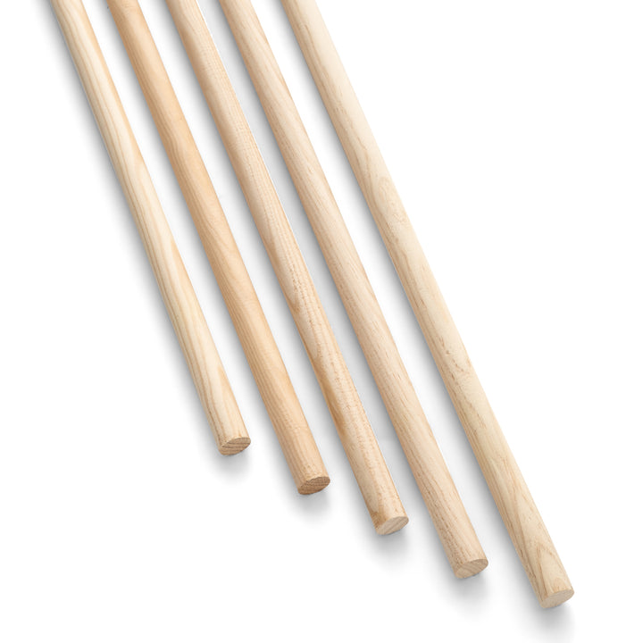 5 Palo de Madera 110 cm x 24 mm diámetro