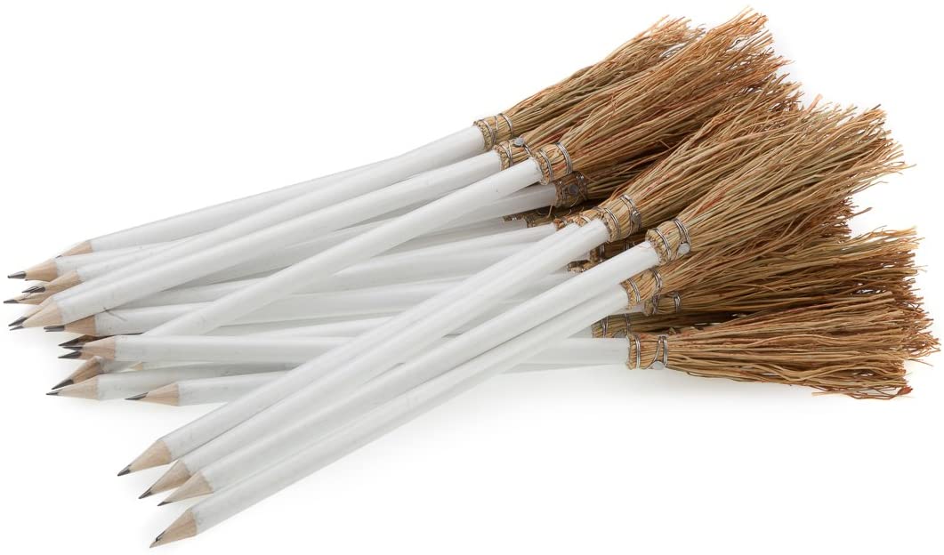 Balai avec crayon jaune – balai décoratif fait main