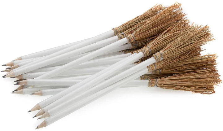 Balai avec crayon jaune – balai décoratif fait main