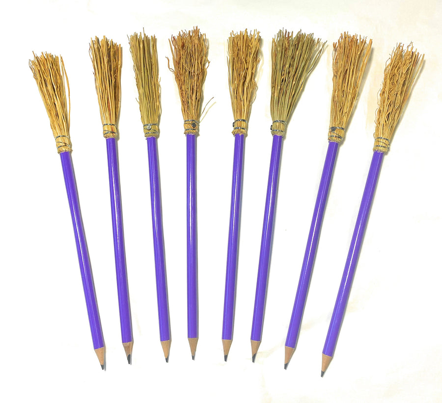 lapicero con escoba artesanal color morado o violeta.