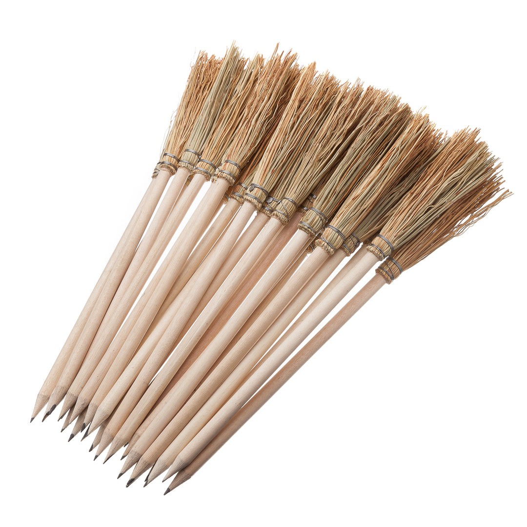 Balai avec crayon jaune – balai décoratif fait main