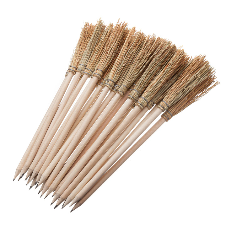 Balai avec crayon jaune – balai décoratif fait main