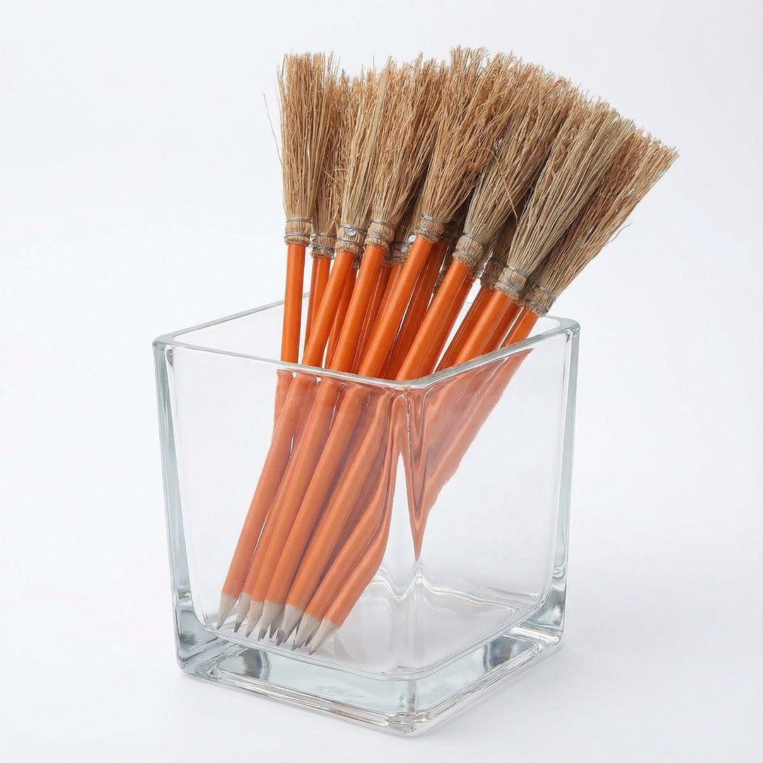 Balai avec crayon jaune – balai décoratif fait main