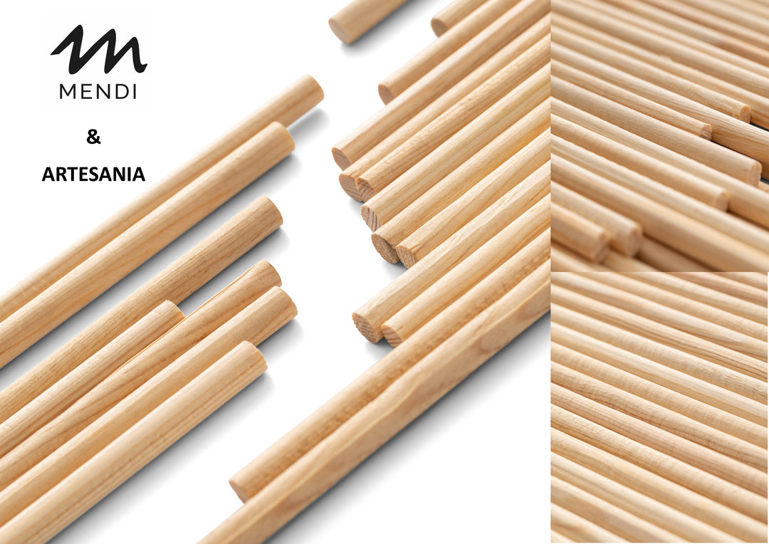Palos de Madera de 40 cm x 16 mm de diámetro