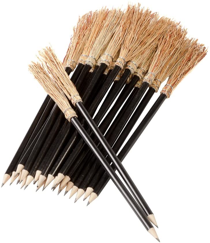 Balai avec crayon jaune – balai décoratif fait main